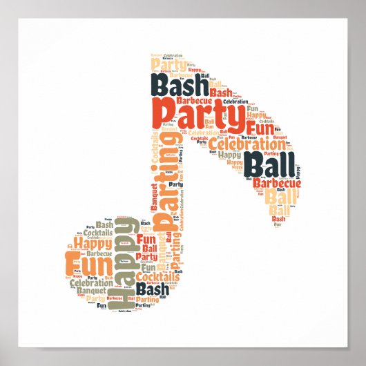 Party Wörter in Form. Poster (Vorne)