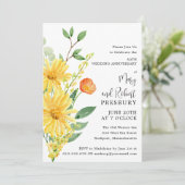 Party Yellow Floral, 50 Jahre alt Einladung (Stehend Vorderseite)