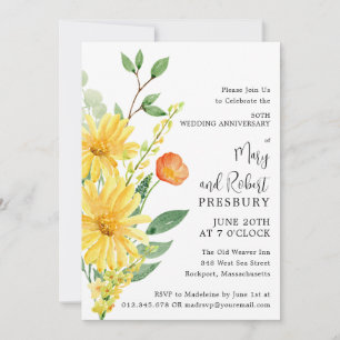 Party Yellow Floral, 50 Jahre alt Einladung