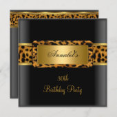 Party Zebra Gold Black Leopard 2 Einladung (Vorne/Hinten)