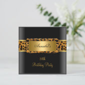 Party Zebra Gold Black Leopard 2 Einladung (Stehend Vorderseite)