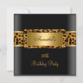 Party Zebra Gold Black Leopard 2 Einladung (Vorderseite)