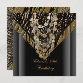 Party Zebra Gold Bronze Wild Black Einladung (Vorne/Hinten)