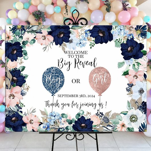 Party-Zeichen des Babygeschlechts mit rosa blauen Leinwanddruck