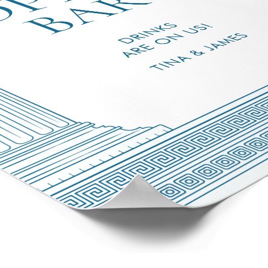 Party-Zeichen für offene Bar in blau Poster (Ecke)