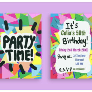 Party Zeit 50. Geburtstag jedes Alter personalisie Einladung