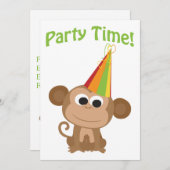 Party Zeit! Affe Party Einladung (Vorne/Hinten)