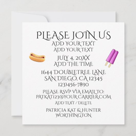 PARTY ZEIT Einladung (Rückseite)