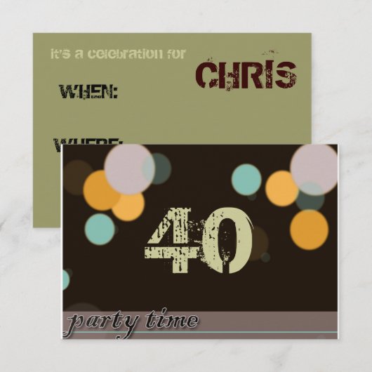 Party-Zeit Einladung (Vorne/Hinten)