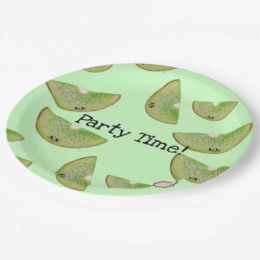 Party Zeit! Kawaii Kiwi Paper Tellers Pappteller (Schrägansicht)