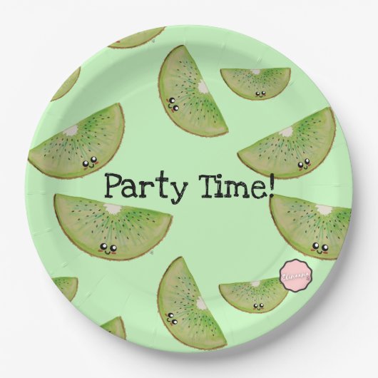 Party Zeit! Kawaii Kiwi Paper Tellers Pappteller (Vorderseite)