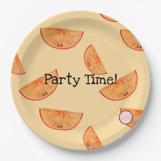 Party Zeit! Kawaii Orange Paper Tellers Pappteller (Vorderseite)
