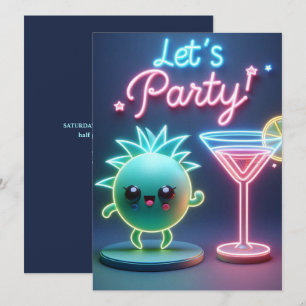 Party Zeit Neon Grün Einladung