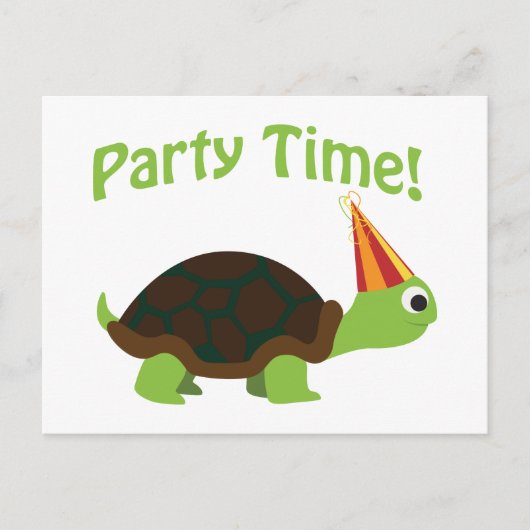 Party Zeit! Schildkröte Einladungspostkarte (Vorderseite)