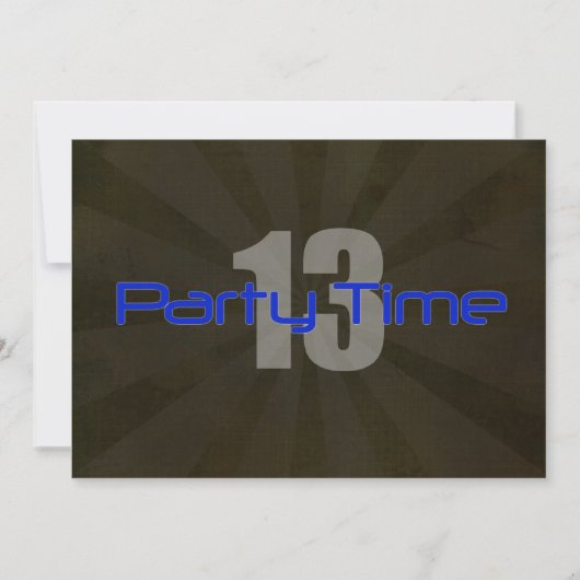 Party-Zeit-Schwarz-grauer Jungen-13. Einladung (Vorderseite)
