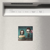 Party Zeit! Skelettfreunde mit Geburtstagskuchen Magnet (In Situ (Geschirrspüler))