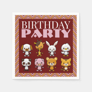 Party, Zickzack Geburtstagsparty Napkin Serviette