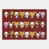 Party, Zickzack und Schlicht rot Geschenkpapier Set (Vorderseite)