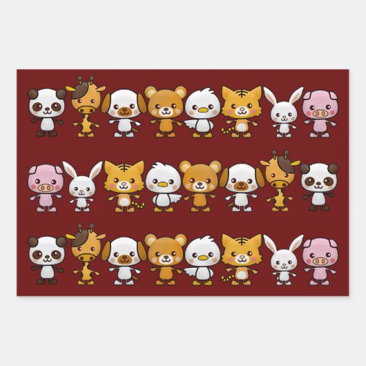 Party, Zickzack und Schlicht rot Geschenkpapier Set (Vorderseite)