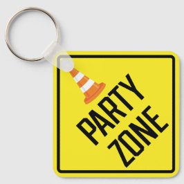 Party Zone Metal Square Schlüsselanhänger