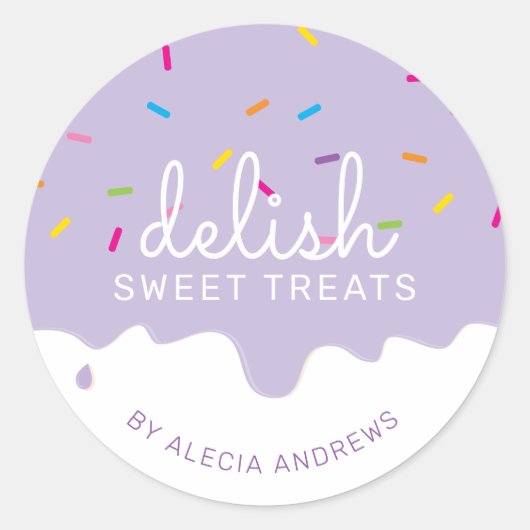 PARTY ZUCKERGUSS TROPFEN niedliche Kuchen Sprinkle Runder Aufkleber (Vorderseite)