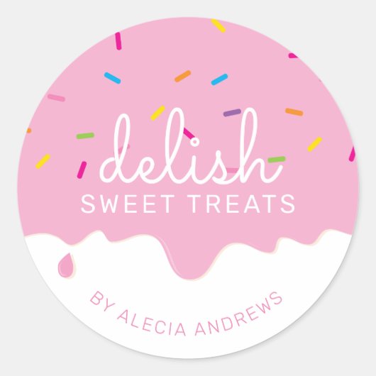 PARTY ZUCKERGUSS TROPFEN niedliche Kuchen Sprinkle Runder Aufkleber (Vorderseite)