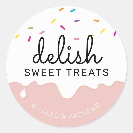 PARTY ZUCKERGUSS TROPFEN niedliche Sprinklen weiß Runder Aufkleber (Vorderseite)