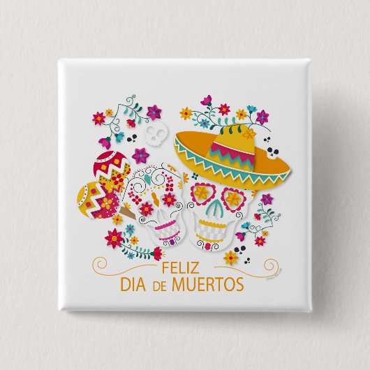 Party Zuckerkulturen und Blume Button (Vorderseite)