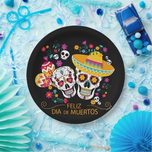 Party Zuckerkulturen und Blume Pappteller (Party)