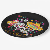 Party Zuckerkulturen und Blume Pappteller (Schrägansicht)