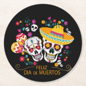 Party Zuckerkulturen und Blume Runder Pappuntersetzer (Vorderseite)