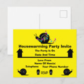 Party | Zuhause bewegen | Funny Invite Ankündigungspostkarte (Vorne/Hinten)