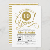 Party zum 10. Hochzeitstag - Gold White Einladung (Vorne/Hinten)