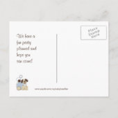 Party zum 1. Geburtstag mit Welpen & Balloons Einladungspostkarte (Rückseite)