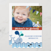 Party zum 1. Geburtstag, Nautische Einladung (Vorne/Hinten)