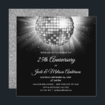 Party zum 25. Geburtstag der Hochzeit Silver Disco Einladung<br><div class="desc">Silver 25th Wedding Anniversary Party Disco Ball Party Einladung. Die Party Einladung zum 25. Hochzeitstag in Silber und Schwarz ist perfekt für ein modernes 25. Hochzeitstag-Party.</div>