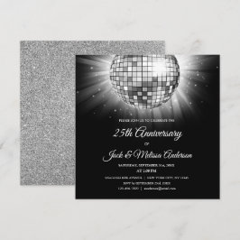 Party zum 25. Geburtstag der Hochzeit Silver Disco Einladung