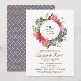 Party zum 25. Geburtstag der Hochzeit Vintag Einladung