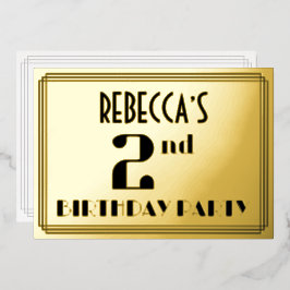 Party zum 2. Geburtstag: Art Deco Look "2" und Nam Folieneinladung