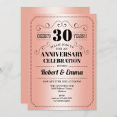 Party zum 30. Hochzeitstag - Korallen Einladung (Vorne/Hinten)