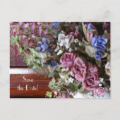 Party zum 40. Geburtstag gerettet Vintage Blume Ankündigungspostkarte (Vorderseite)