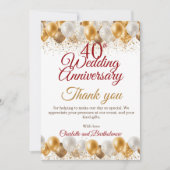 Party zum 40. Hochzeitstag Dankeskarte (Vorderseite)