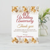 Party zum 40. Hochzeitstag Dankeskarte (Stehend Vorderseite)