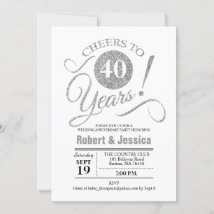 Party zum 40. Hochzeitstag - Silberweiß Einladung