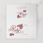 Party zum 40. Ruby-Jubiläum mit White Roses Platzkarte (Außenseite Aufgefaltet)