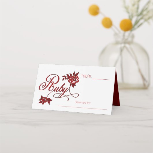 Party zum 40. Ruby-Jubiläum mit White Roses Platzkarte (Vorderseite)