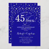 Party zum 45. Jubiläum - Silver Sapphire Blue Einladung (Vorne/Hinten)