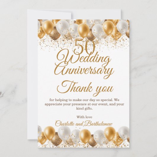 Party zum 50. Hochzeitstag Dankeskarte (Vorderseite)