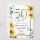 Party zum 50. Hochzeitstag Elegante Sonnenblumen Einladung (Vorderseite)