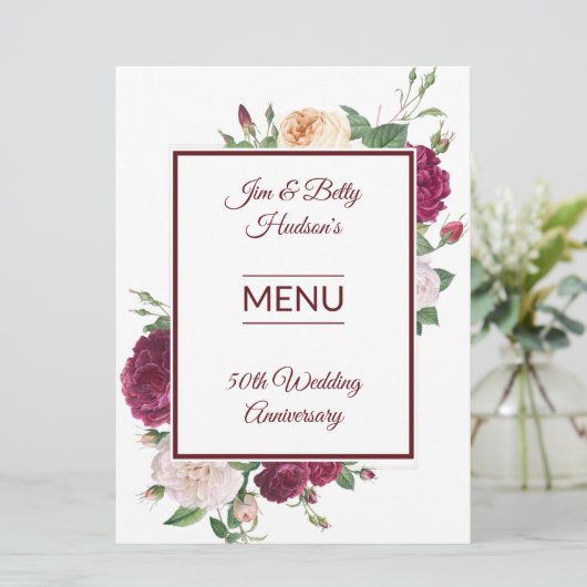 Party zum 50. Jahrestag - Empfang Menükarte (Stehend Vorderseite)